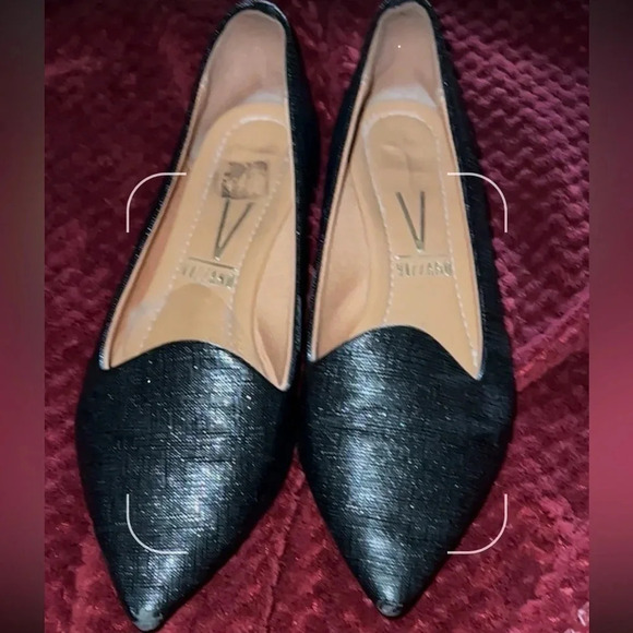 Vizzano black shiny embossed Lizard leather  pointy toe Flats Sz 37 - Picture 3 of 16